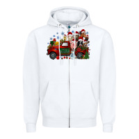 White christmas farm animals truck Zipper Hoodie - RacoonDesign