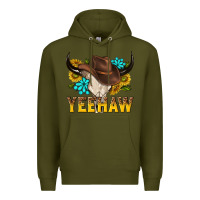 Army Green yeehaw bull skull Premium Hoodie - NancyCooperArtShop