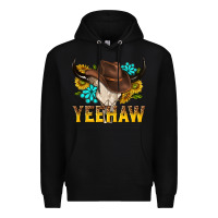 Black yeehaw bull skull Premium Hoodie - NancyCooperArtShop