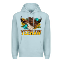 Blue Mist yeehaw bull skull Premium Hoodie - NancyCooperArtShop