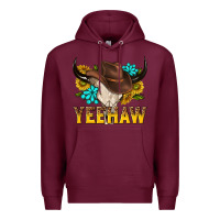 Burgundy yeehaw bull skull Premium Hoodie - NancyCooperArtShop