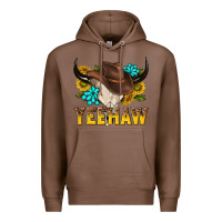 Chestnut yeehaw bull skull Premium Hoodie - NancyCooperArtShop