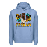 Colony Blue yeehaw bull skull Premium Hoodie - NancyCooperArtShop