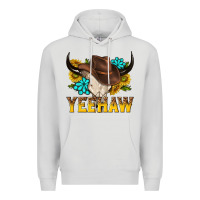 Dove Grey yeehaw bull skull Premium Hoodie - NancyCooperArtShop