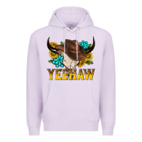 Lilac yeehaw bull skull Premium Hoodie - NancyCooperArtShop