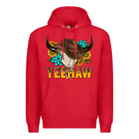 Red yeehaw bull skull Premium Hoodie - NancyCooperArtShop