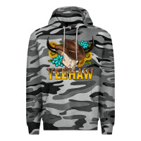 Slate Camo yeehaw bull skull Premium Hoodie - NancyCooperArtShop