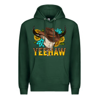 Sports Green yeehaw bull skull Premium Hoodie - NancyCooperArtShop