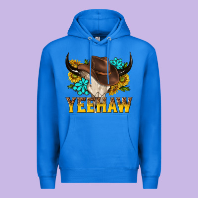 Yeehaw Bull Skull Premium Hoodie Designed By Nancycooperartshop
