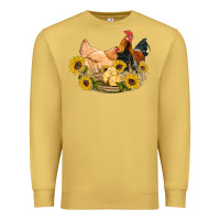 Antique Gold western coop animals farm chicken chick rooster sunflowers Premium Sweatshirt - Artiststas