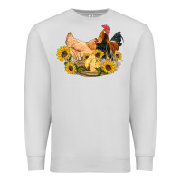 Dove Grey western coop animals farm chicken chick rooster sunflowers Premium Sweatshirt - Artiststas
