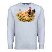 Heather Grey western coop animals farm chicken chick rooster sunflowers Premium Sweatshirt - Artiststas