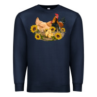 Navy western coop animals farm chicken chick rooster sunflowers Premium Sweatshirt - Artiststas