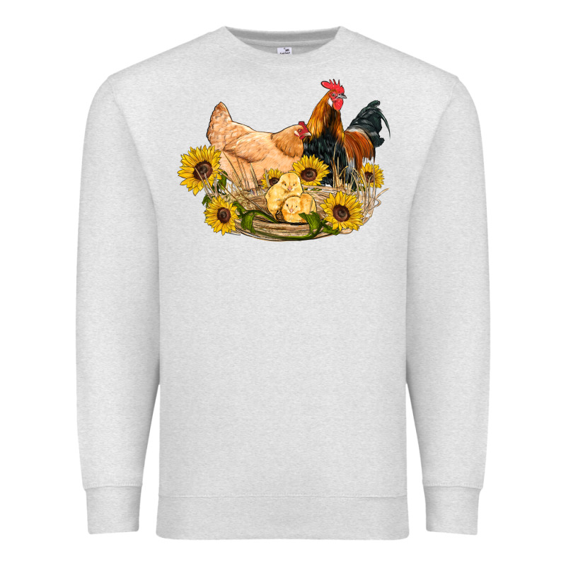 Western Coop Animals Farm Chicken Chick Rooster Sunflowers Premium Sweatshirt by Artiststas | Teevron