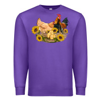 Purple western coop animals farm chicken chick rooster sunflowers Premium Sweatshirt - Artiststas