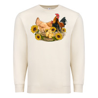 Sandshell western coop animals farm chicken chick rooster sunflowers Premium Sweatshirt - Artiststas