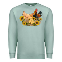 Seafoam western coop animals farm chicken chick rooster sunflowers Premium Sweatshirt - Artiststas