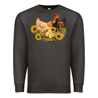 Smoke western coop animals farm chicken chick rooster sunflowers Premium Sweatshirt - Artiststas