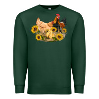 Sports Green western coop animals farm chicken chick rooster sunflowers Premium Sweatshirt - Artiststas