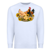 White western coop animals farm chicken chick rooster sunflowers Premium Sweatshirt - Artiststas