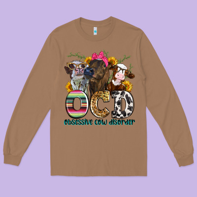 Ocd Obsessive Cow Disorder Long Sleeve Tee Designed By Zillion Design Studio