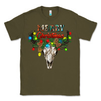 Army Green merry christmas bull skull Classic Tee - RanaPortraitStore