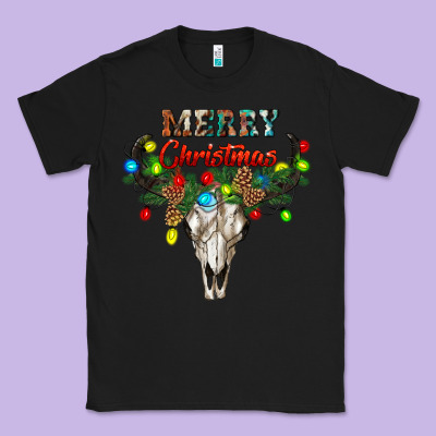 Merry Christmas Bull Skull Classic Tee Designed By Ranaportraitstore