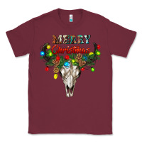 Burgundy merry christmas bull skull Classic Tee - RanaPortraitStore
