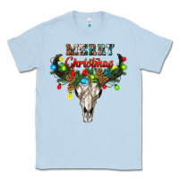 Dusty Blue merry christmas bull skull Classic Tee - RanaPortraitStore