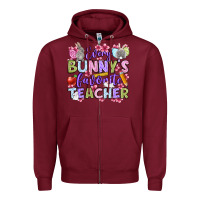 Burgundy Easter Day Every bunny's favorite Teacher Zipper Hoodie - OliviaCreatesArt