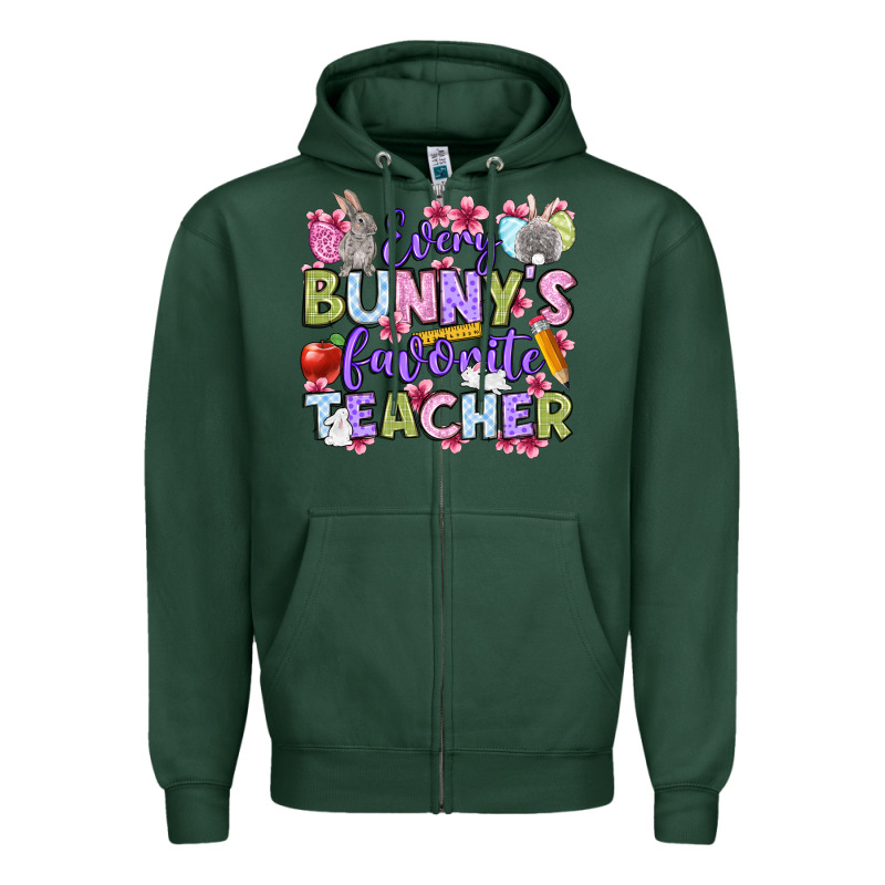 Easter Day Every Bunny's Favorite Teacher Zipper Hoodie by OliviaCreatesArt | Teevron