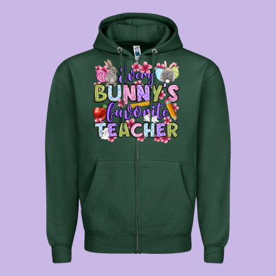 Easter Day Every Bunny's Favorite Teacher Zipper Hoodie Designed By Oliviacreatesart