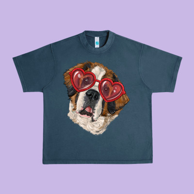 Urban Heavy Tee Saint bernard with love glasses