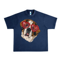 Navy Saint bernard with love glasses Urban Heavy Tee - RanaPortraitStore
