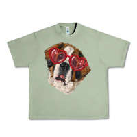 Oil Green Saint bernard with love glasses Urban Heavy Tee - RanaPortraitStore