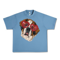 Pebble Blue Saint bernard with love glasses Urban Heavy Tee - RanaPortraitStore