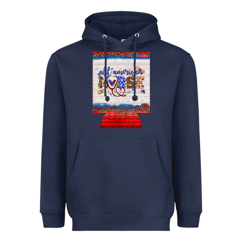 All American Nurse 12 Oz Regular Can Cooler Heavyweight Hoodie by Artiststas | Teevron