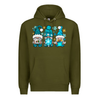 Army Green winter gnomies Premium Hoodie - NancyCooperArtShop