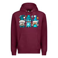 Burgundy winter gnomies Premium Hoodie - NancyCooperArtShop