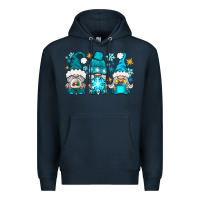 Navy winter gnomies Premium Hoodie - NancyCooperArtShop