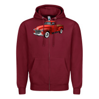 Burgundy western red truck right 34 view Zipper Hoodie - FaDigitalArtStudio