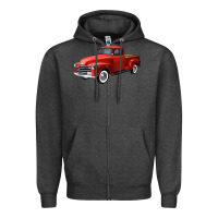 Charcoal Heather western red truck right 34 view Zipper Hoodie - FaDigitalArtStudio