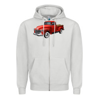Dove Grey western red truck right 34 view Zipper Hoodie - FaDigitalArtStudio