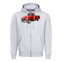 Heather Grey western red truck right 34 view Zipper Hoodie - FaDigitalArtStudio