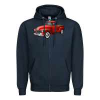 Navy western red truck right 34 view Zipper Hoodie - FaDigitalArtStudio