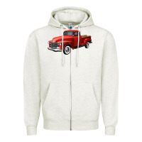 Oatmeal Heather western red truck right 34 view Zipper Hoodie - FaDigitalArtStudio