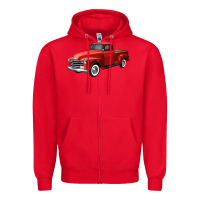 Red western red truck right 34 view Zipper Hoodie - FaDigitalArtStudio