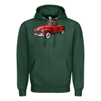 Sports Green western red truck right 34 view Zipper Hoodie - FaDigitalArtStudio