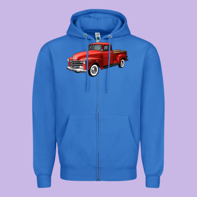 Western Red Truck Right 34 View Zipper Hoodie Designed By Fadigitalartstudio