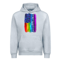 Heather Grey Pride LGBTQ+ American Flag Urban Hoodie - BundleAndBundleShop